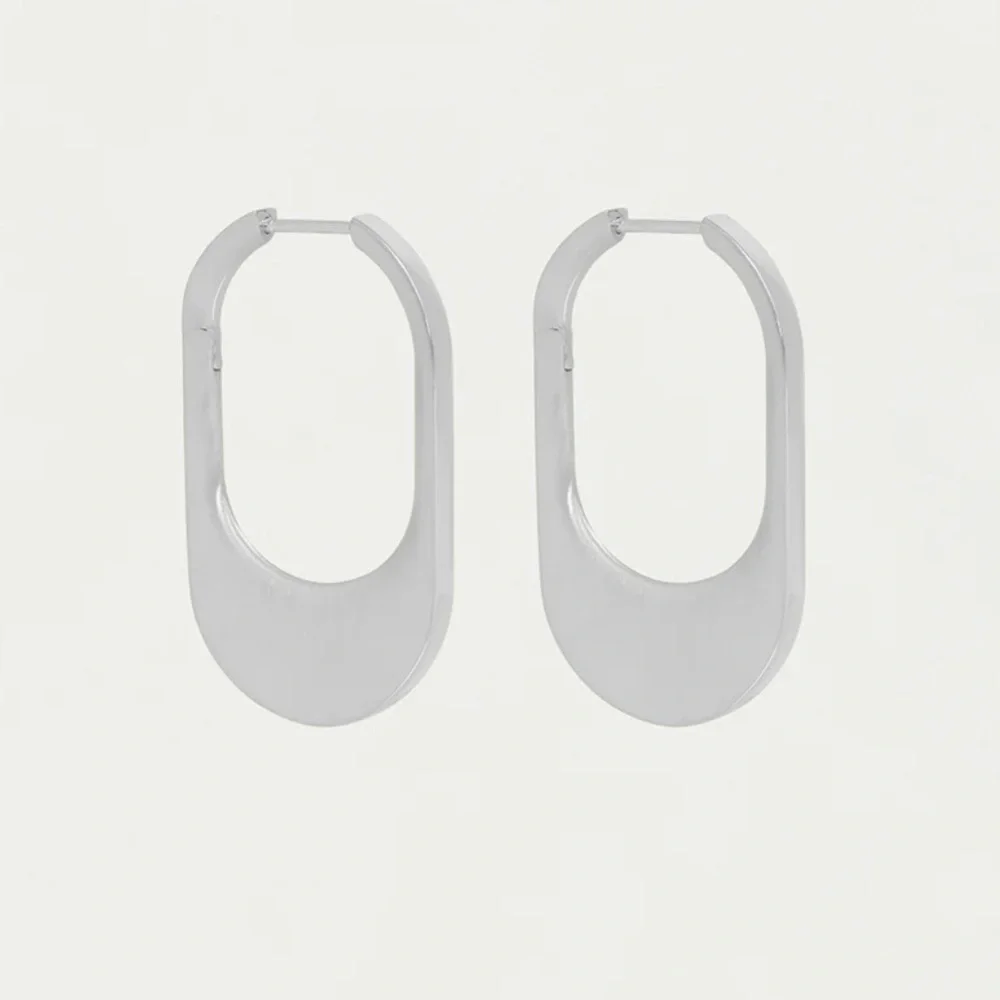 New! Dean Davidson Crosby Hinged Statement Hoops Brushed Silver Earrings - Picture 5 of 6